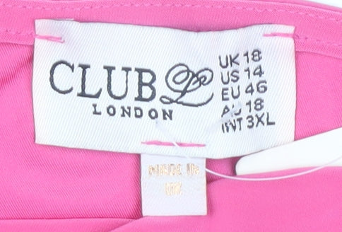 Club L London Women's Pink Bodysuit, Size 18, Partywear