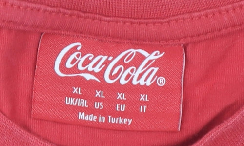 Coca-Cola Men's Red Christmas XL Graphic T-Shirt