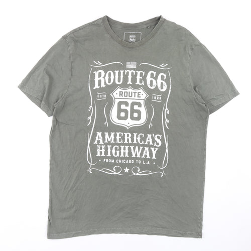 Route 66 Men's Grey Large Graphic T-Shirt