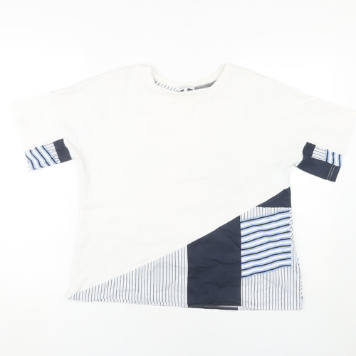 Jaeger Women's White Striped T-Shirt M