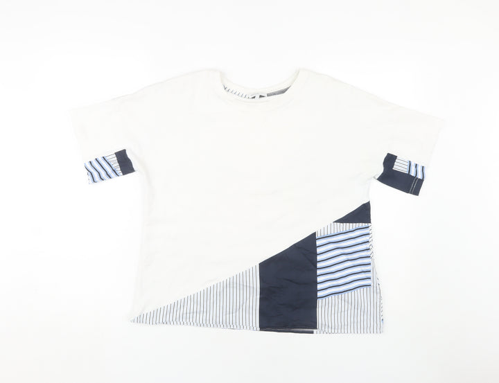 Jaeger Women's White Striped T-Shirt M