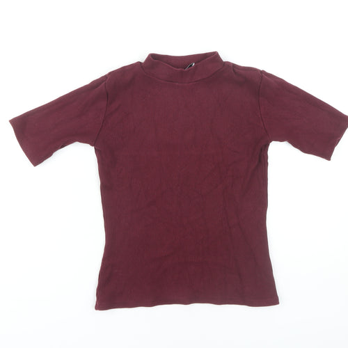 Modström Women's XS Red Mock Neck Short Sleeve Top