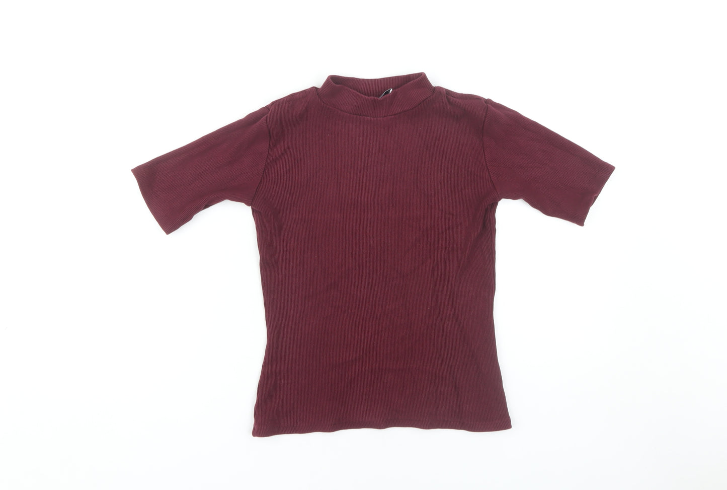 Modström Women's XS Red Mock Neck Short Sleeve Top