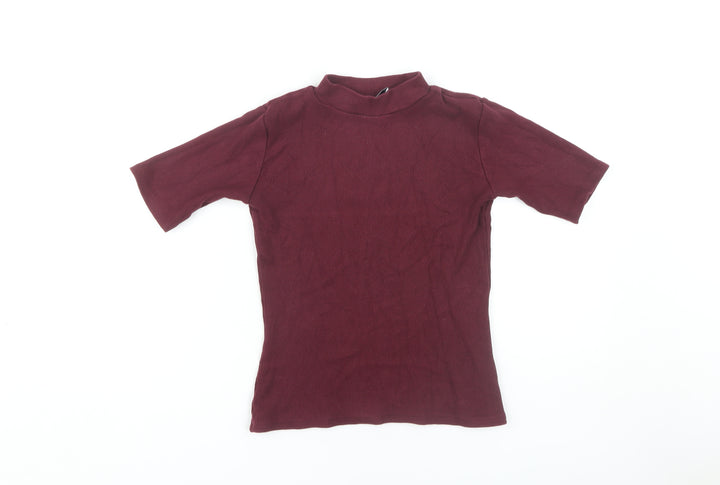 Modström Women's XS Red Mock Neck Short Sleeve Top