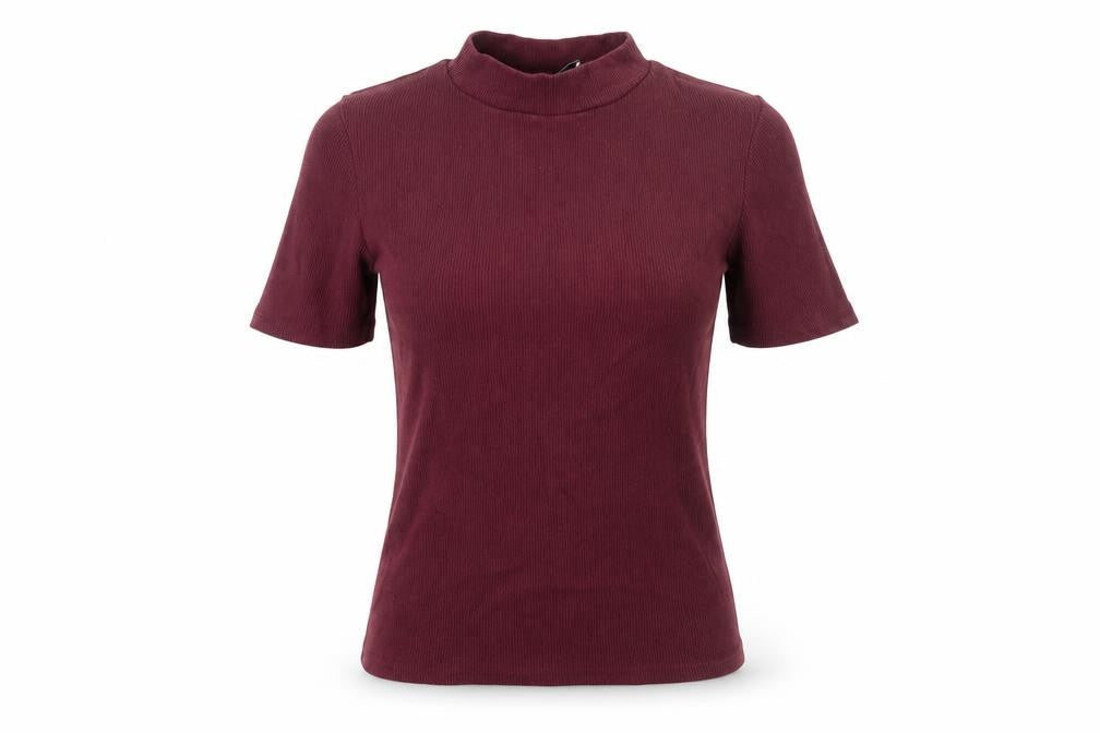 Front view of Modström Women's XS Red Mock Neck Short Sleeve Top