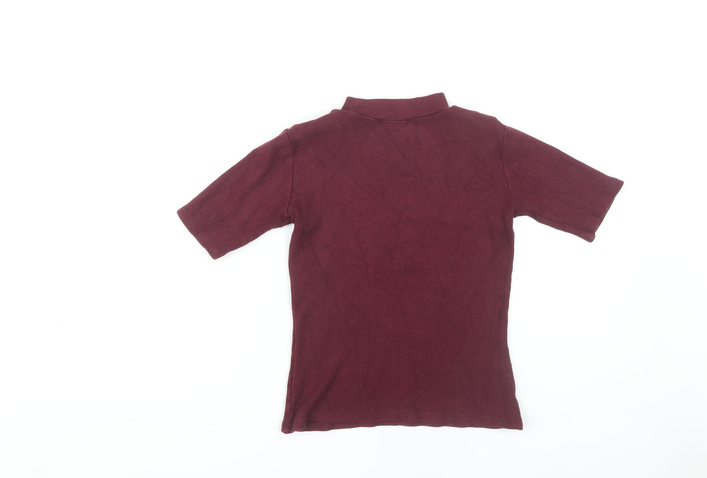 Modström Women's XS Red Mock Neck Short Sleeve Top