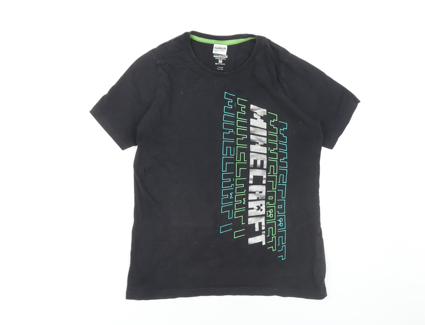 Minecraft Boys Black Graphic T-Shirt, Size 11-12 Years