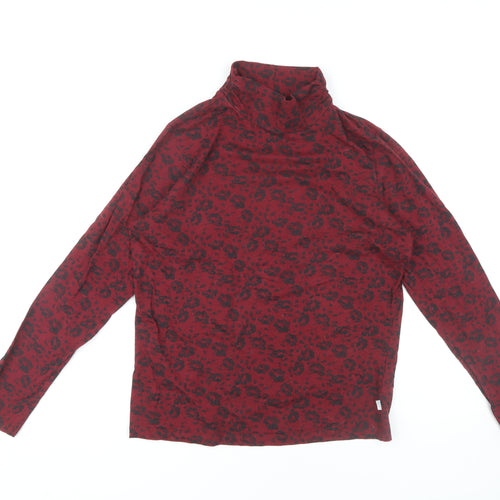 Fat Face Women's Red Animal Print High Neck Top