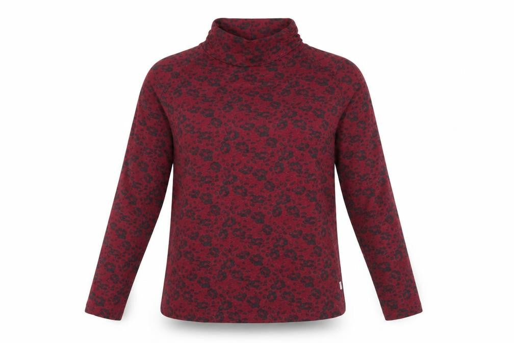 Front view of FatFace Women's Red Animal Print High Neck Top