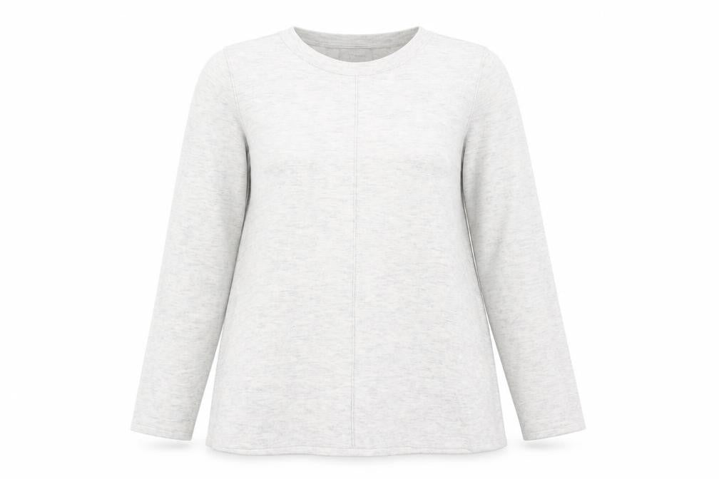 Front view of Jigsaw Women's Grey Crew Neck Wool Blend Jumper S