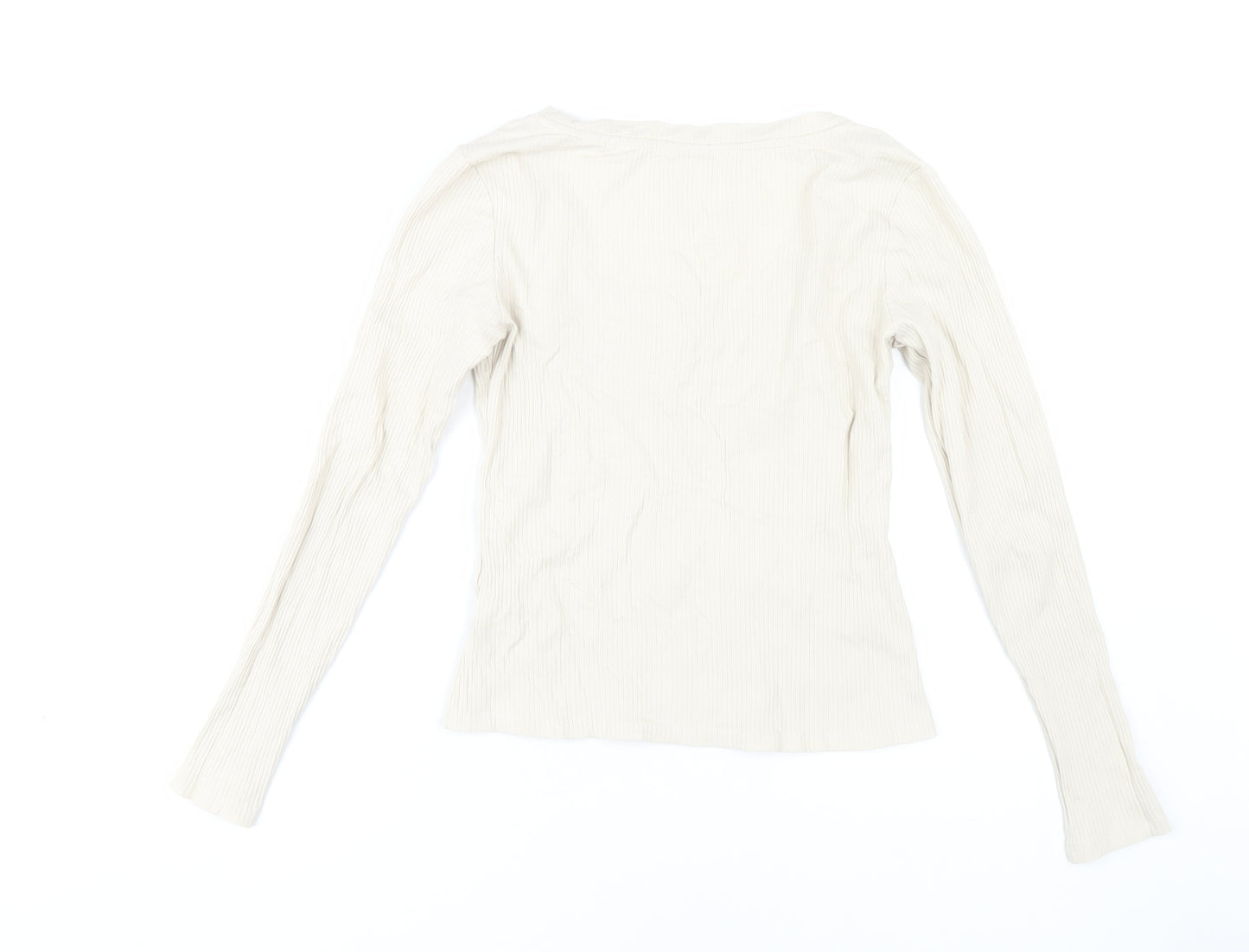 Monki Women's Beige Scoop Neck Long Sleeve T-Shirt