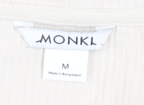 Monki Women's Beige Scoop Neck Long Sleeve T-Shirt