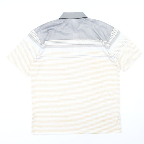 Charles Norton Men’s XL Grey Beige Striped Polo Shirt