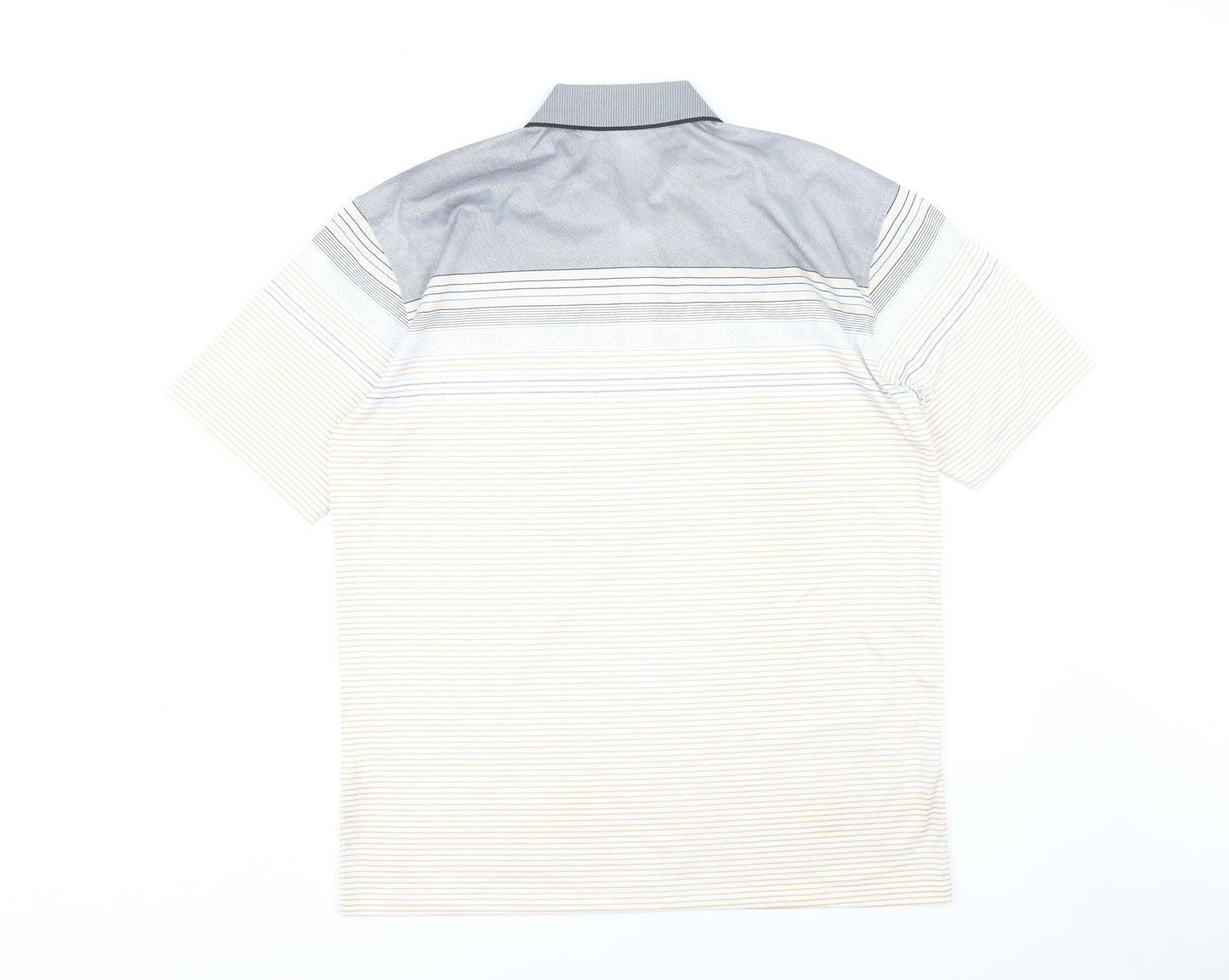Charles Norton Men’s XL Grey Beige Striped Polo Shirt