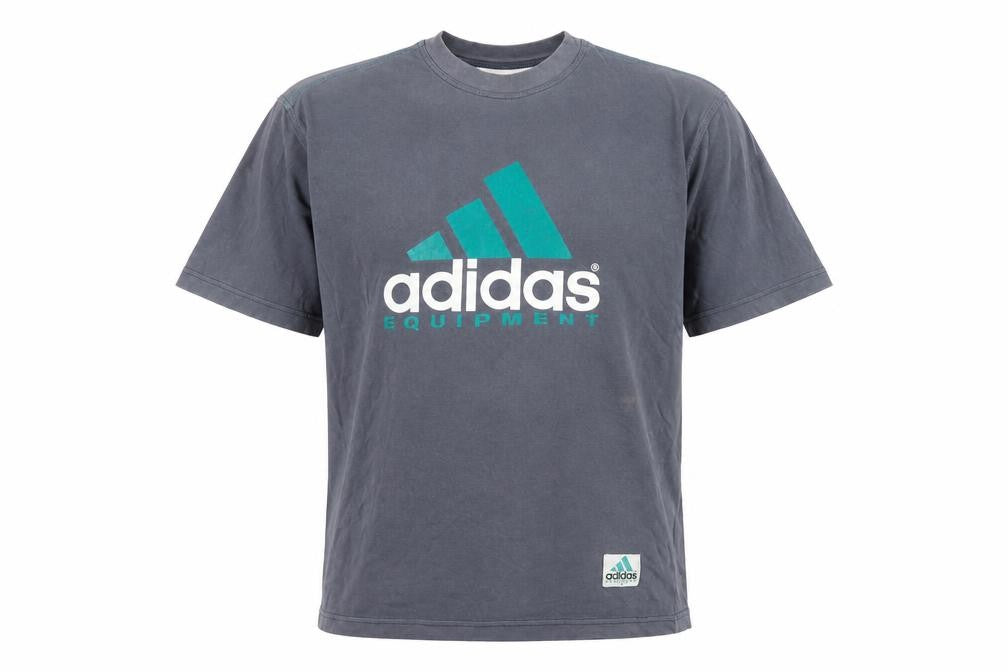 Front view of Adidas Men's Grey Graphic Print T-Shirt, size L