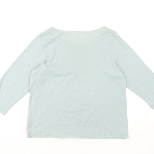 Marks and Spencer Blue 3/4 Sleeve T-Shirt UK 14
