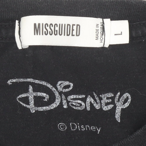 Missguided Women's Black Disney T-Shirt, Size L