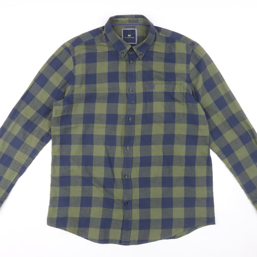 Crew Clothing Men's Green Blue Check Shirt XL Slim Fit