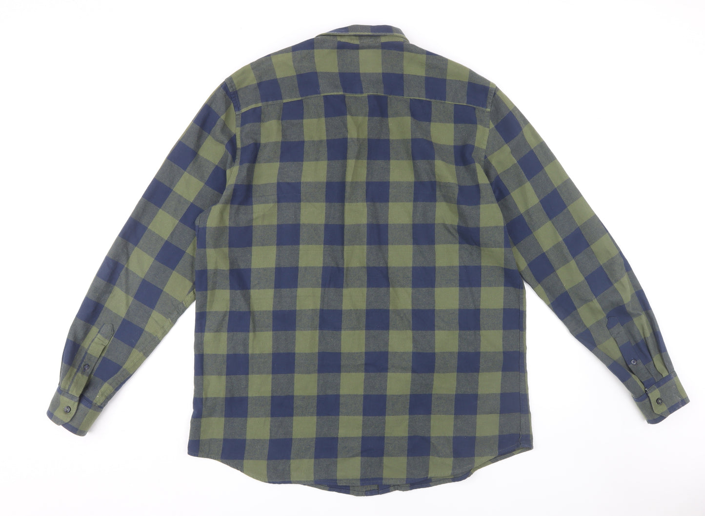 Crew Clothing Men's Green Blue Check Shirt XL Slim Fit