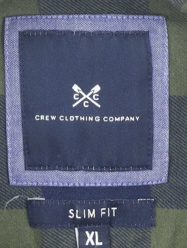 Crew Clothing Men's Green Blue Check Shirt XL Slim Fit