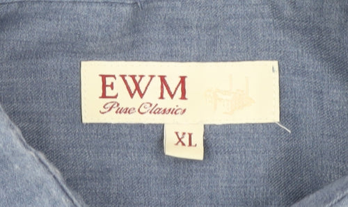 EWM Men’s Blue XL Long Sleeve Casual Shirt