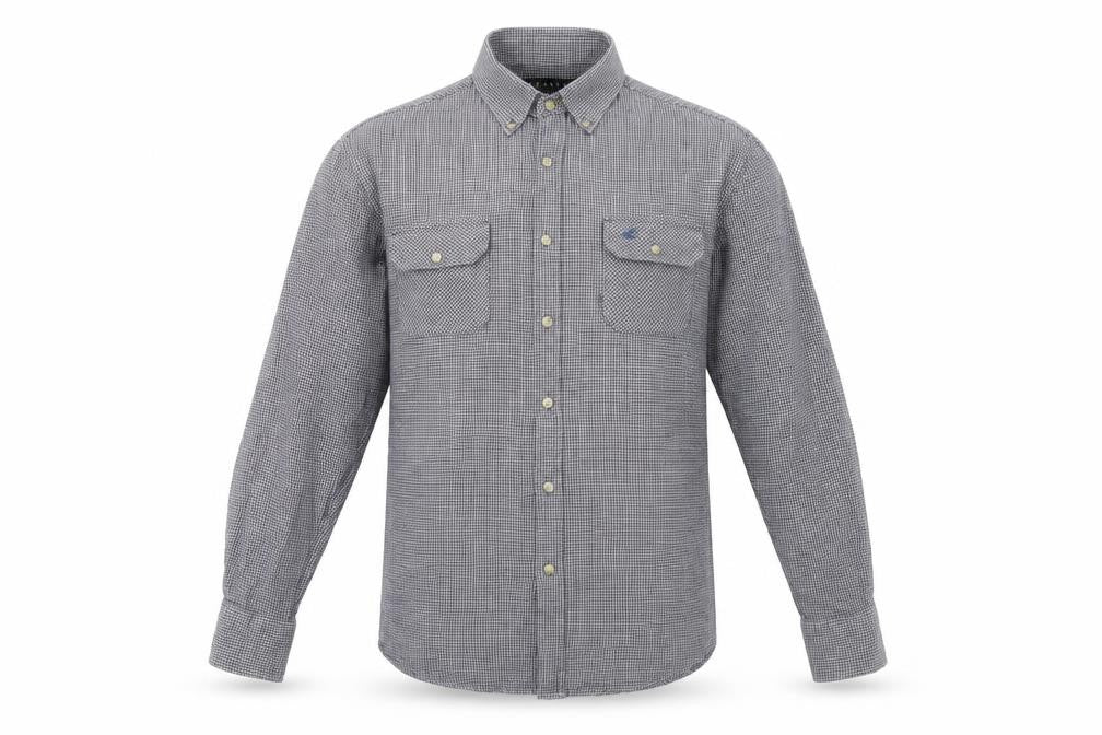 Front view of Pegasus Men's Blue Check Long Sleeve Button-Down Shirt