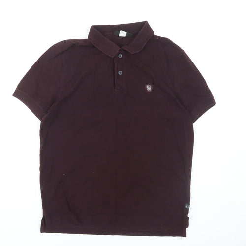 883 Police Men's Purple Polo, Large, Short Sleeve, Casual