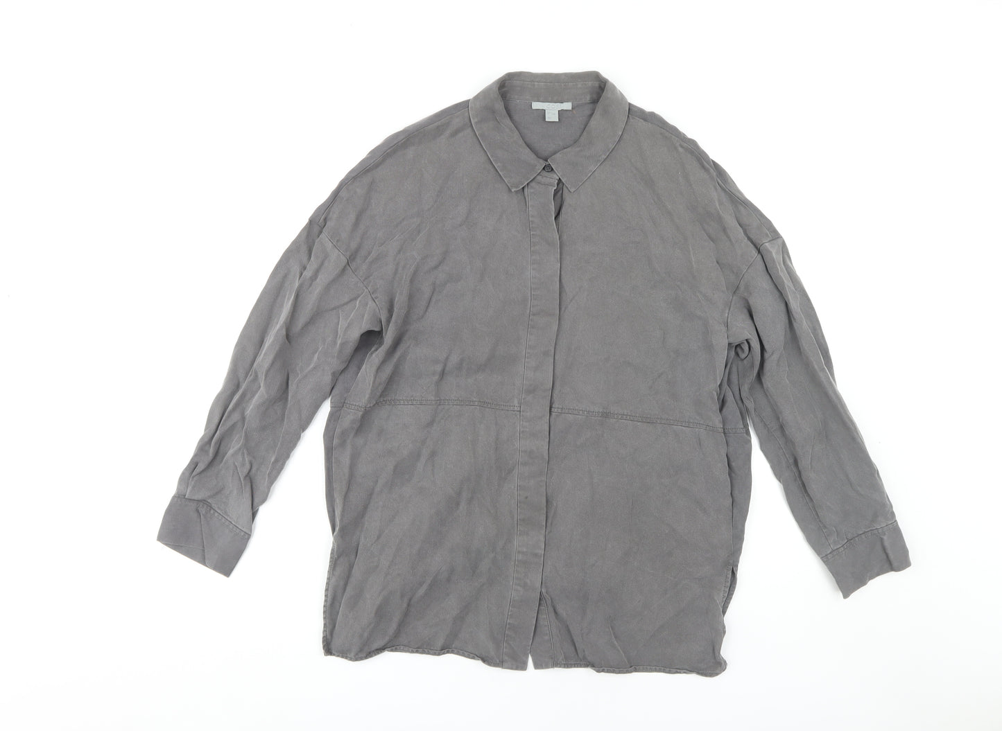 COS Women's Grey Button-Up Shirt, Size S, Regular Fit