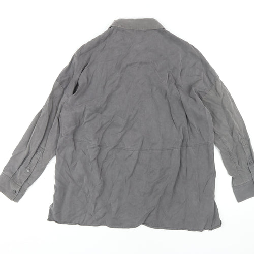 COS Women's Grey Button-Up Shirt, Size S, Regular Fit
