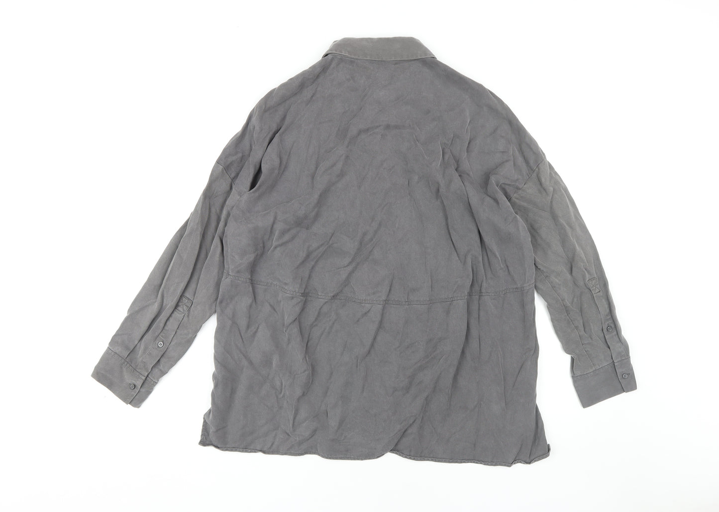 COS Women's Grey Button-Up Shirt, Size S, Regular Fit