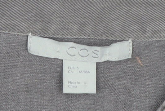 COS Women's Grey Button-Up Shirt, Size S, Regular Fit