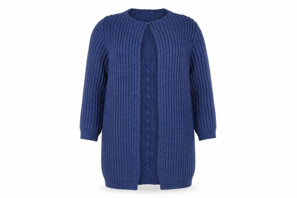 Front view of Cotton Traders Women's Blue Cardigan UK 12