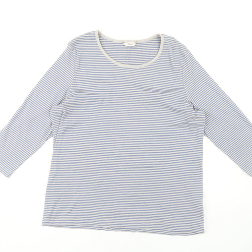Marks and Spencer Women's Blue Striped T-Shirt, Size 16