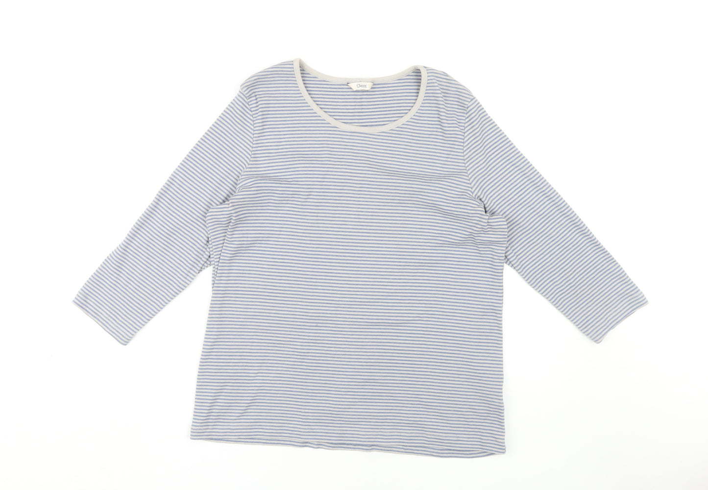Marks and Spencer Women's Blue Striped T-Shirt, Size 16