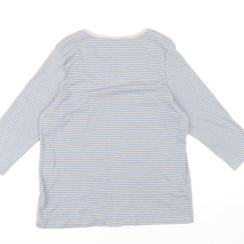 Marks and Spencer Women's Blue Striped T-Shirt, Size 16