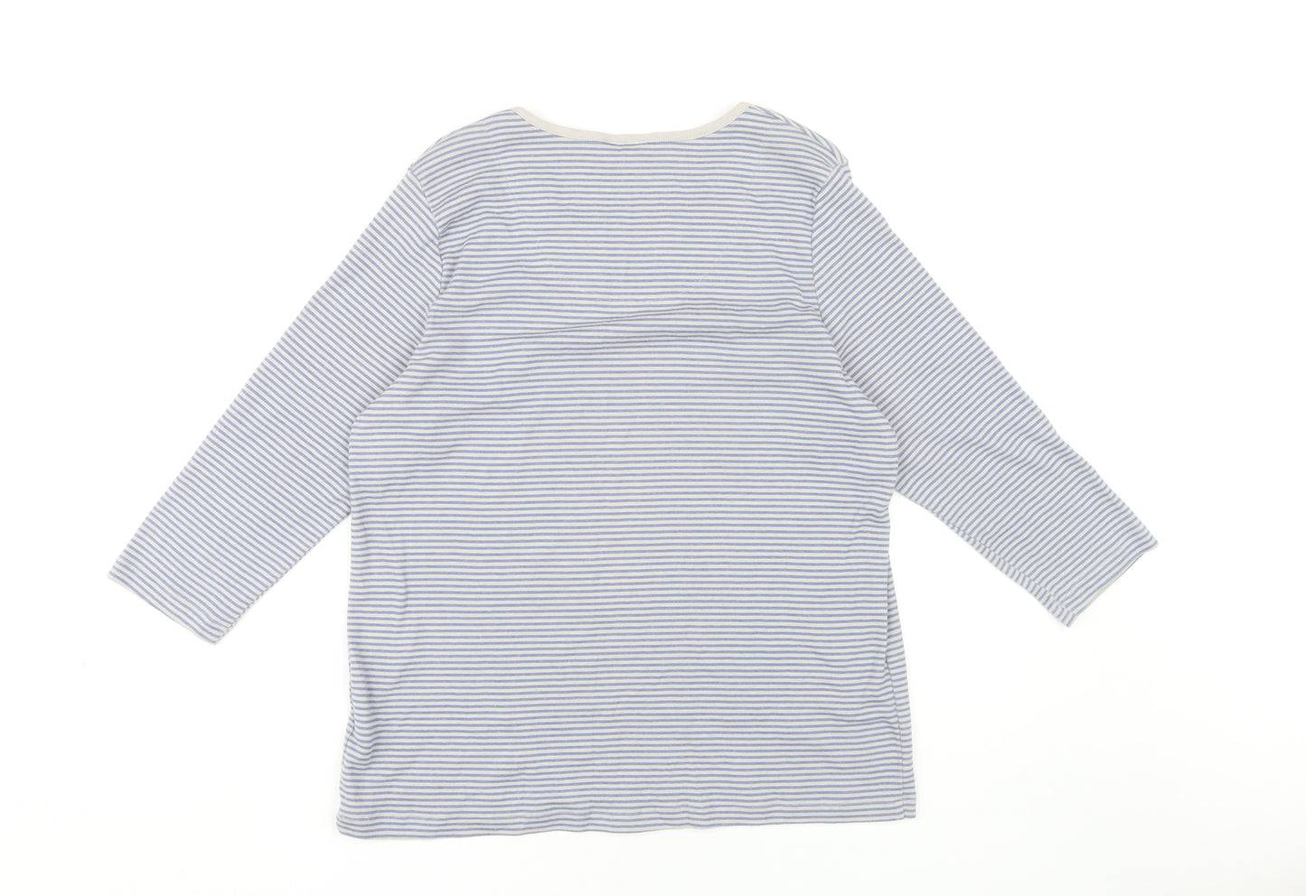Marks and Spencer Women's Blue Striped T-Shirt, Size 16