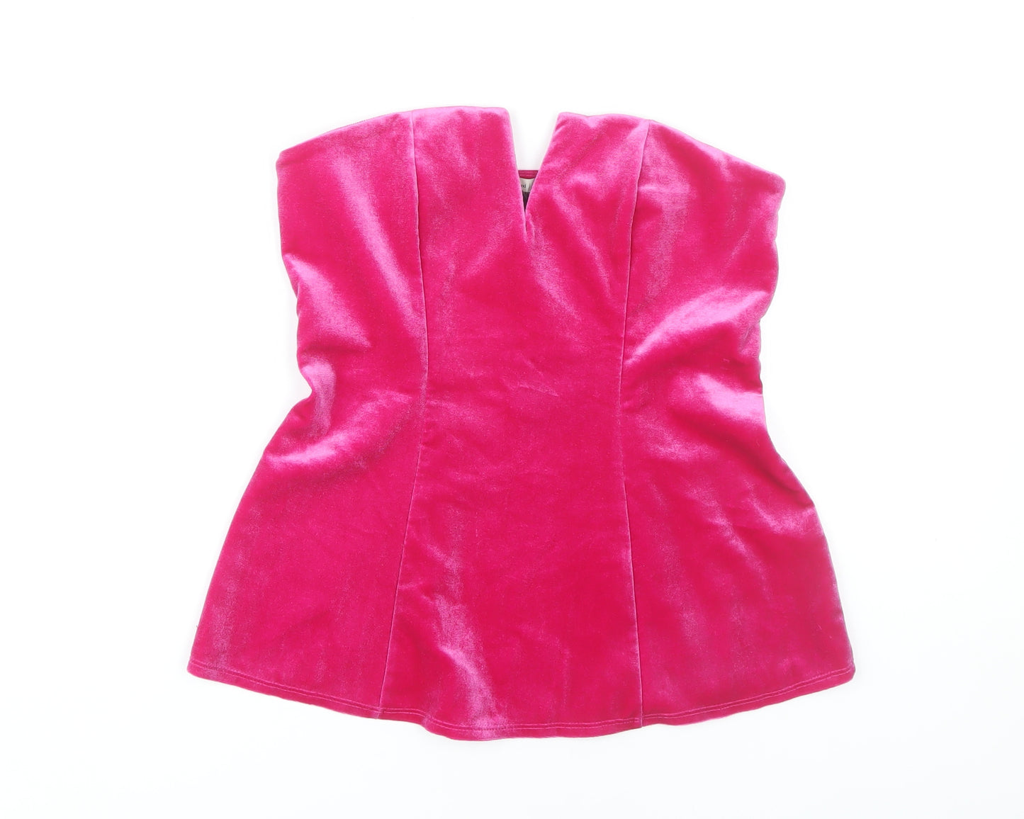 River Island Women's Pink Velvet Off Shoulder Top