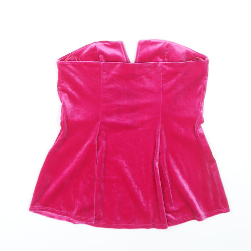 River Island Women's Pink Velvet Off Shoulder Top