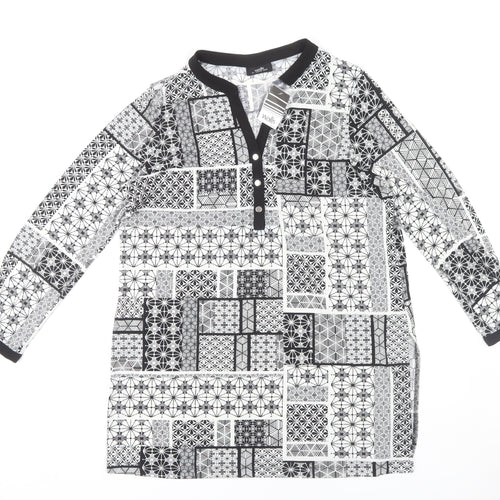 Wallis Women's L Blouse, Black/White, Geometric, New