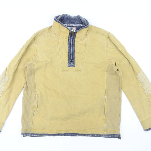 Fat Face Men's Large Beige 1/4 Zip Sweatshirt