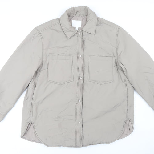 H&M Men's Beige Mid-Length Jacket L With Pockets