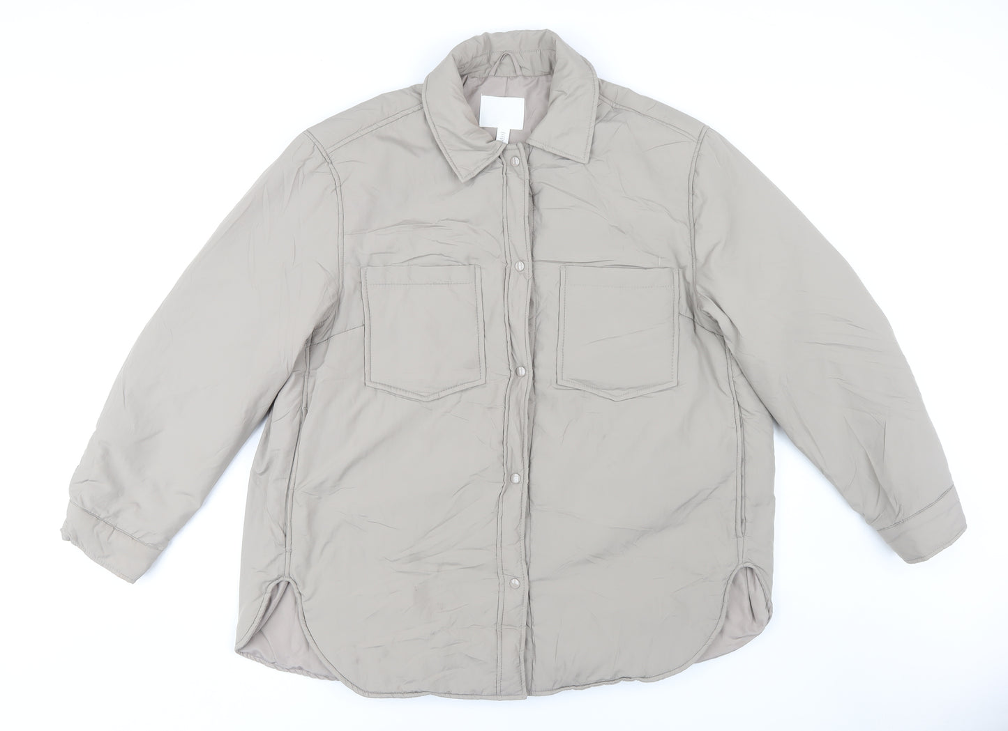 H&M Men's Beige Mid-Length Jacket L With Pockets