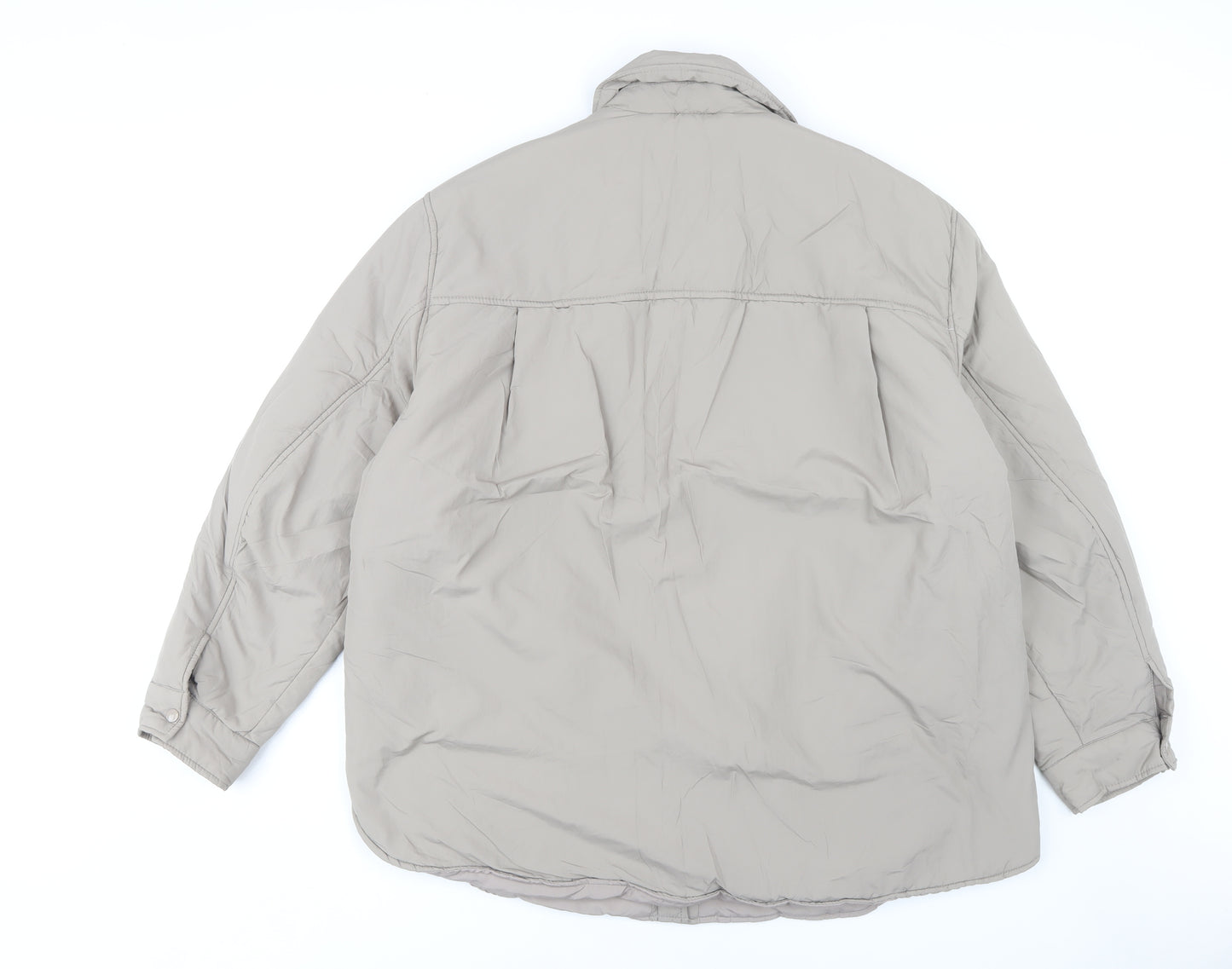 H&M Men's Beige Mid-Length Jacket L With Pockets