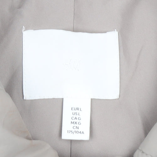 H&M Men's Beige Mid-Length Jacket L With Pockets