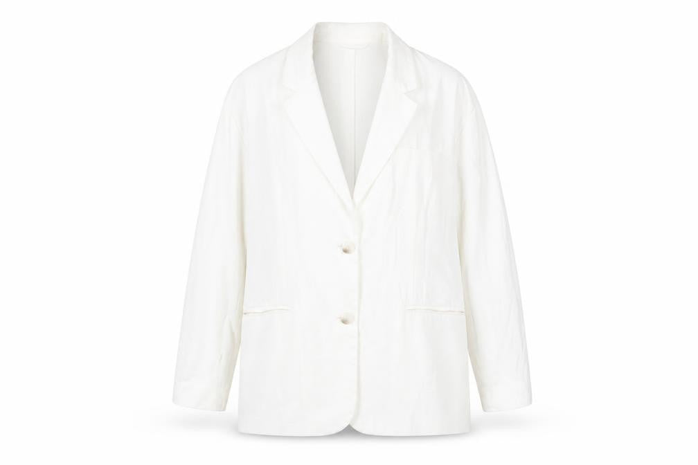Front view of H&M Women's White Blazer, size S, Elegant Office Casual