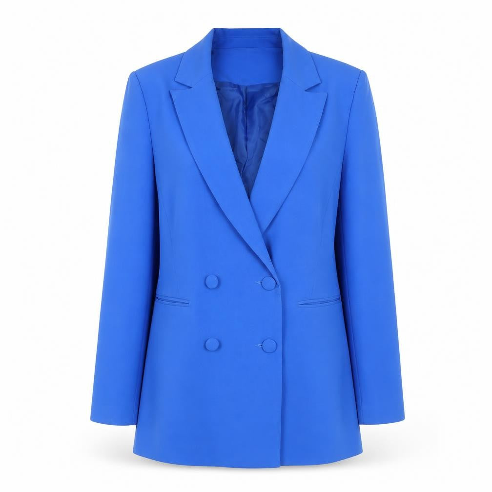 Front view of ICHI Women's Blue Blazer, size 10, Regular Fit