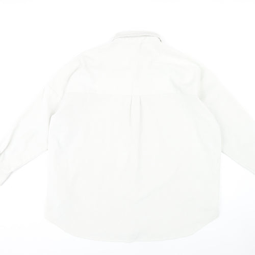 ZARA Women's White Button-Up Shirt Size 2, Long Sleeve