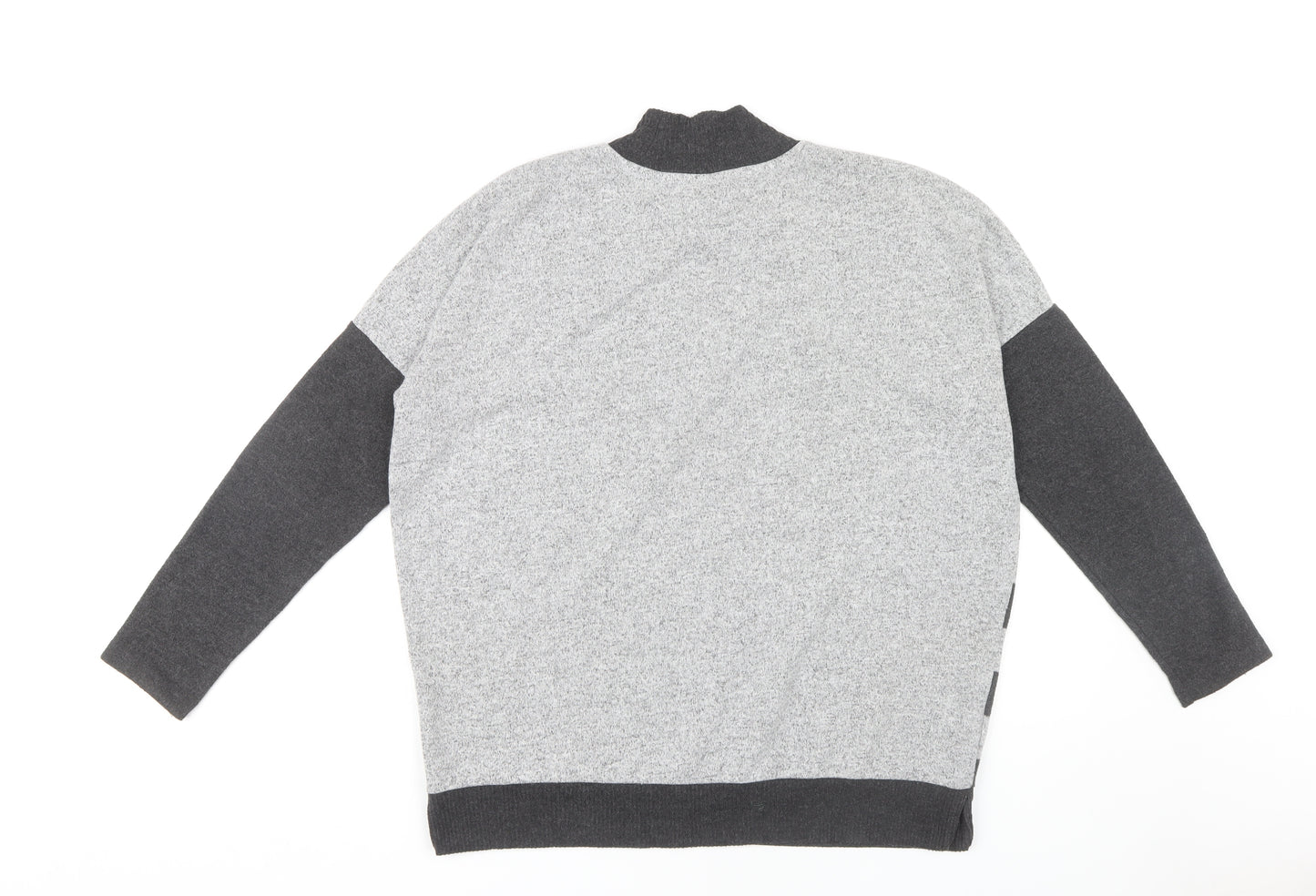 Next Women Grey Striped Mock Neck Pullover Jumper M