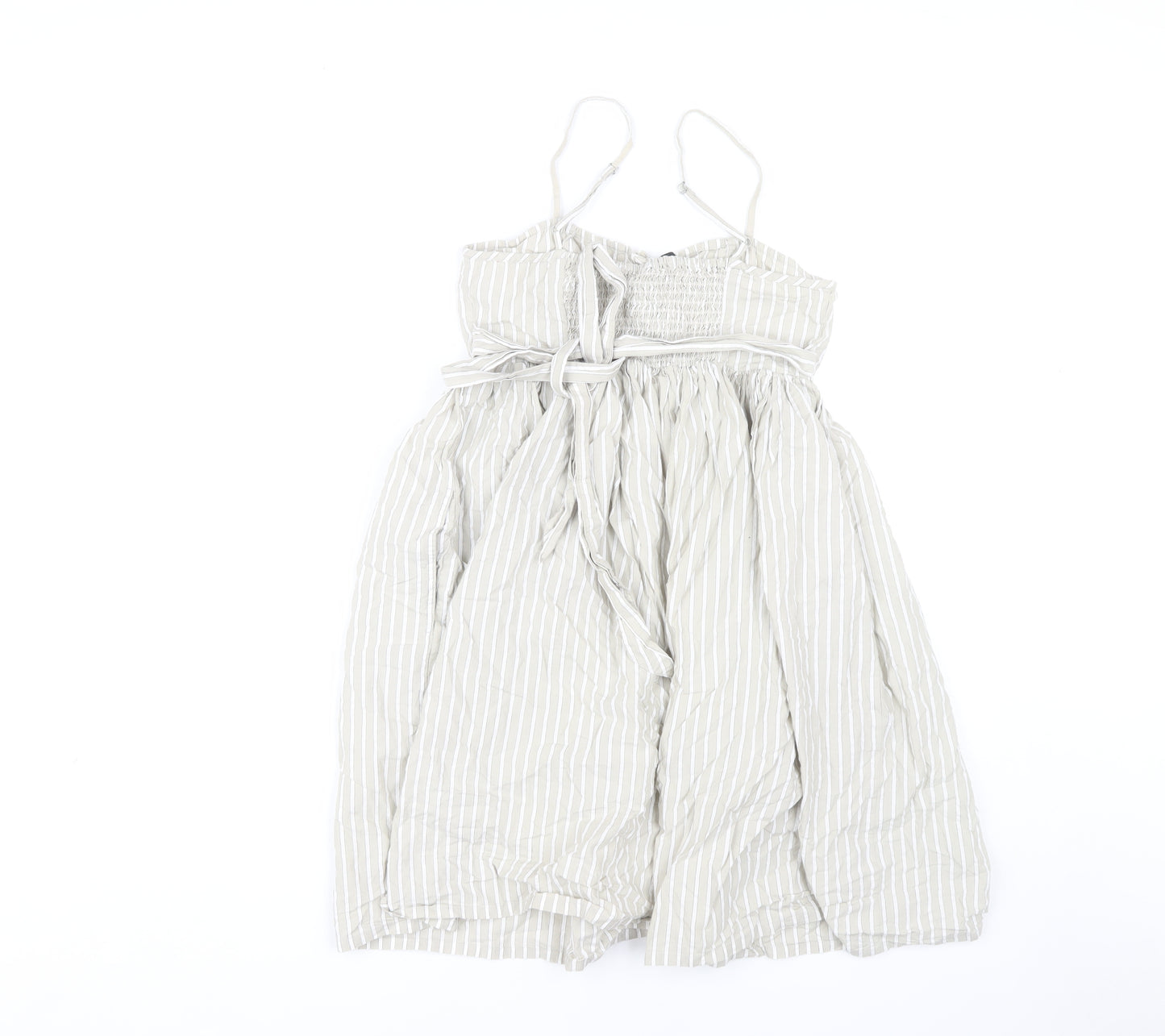 Topshop Women Grey Striped Sundress Size 8 Summer Style