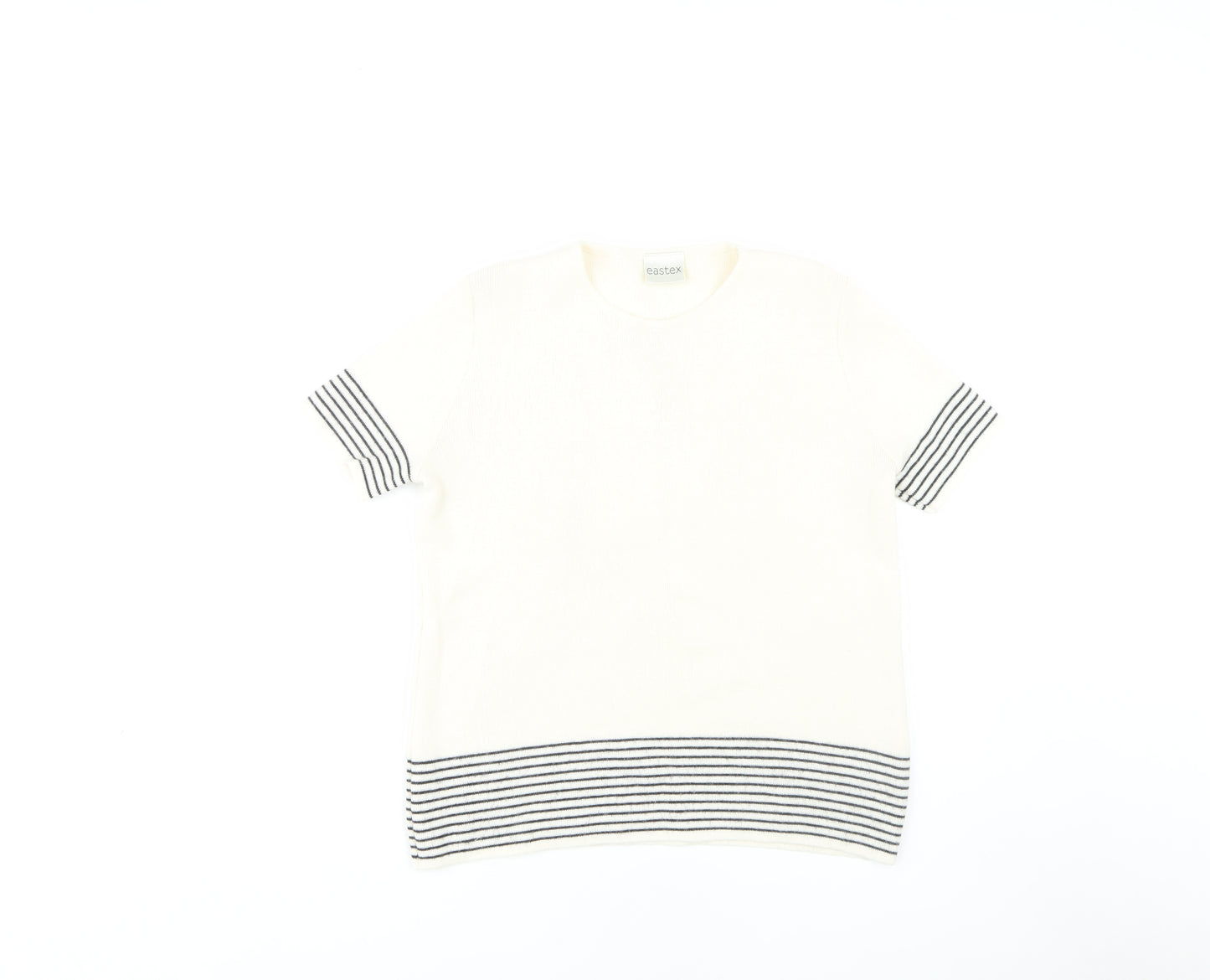 Eastex Women's White Striped Short Sleeve Jumper Size 10